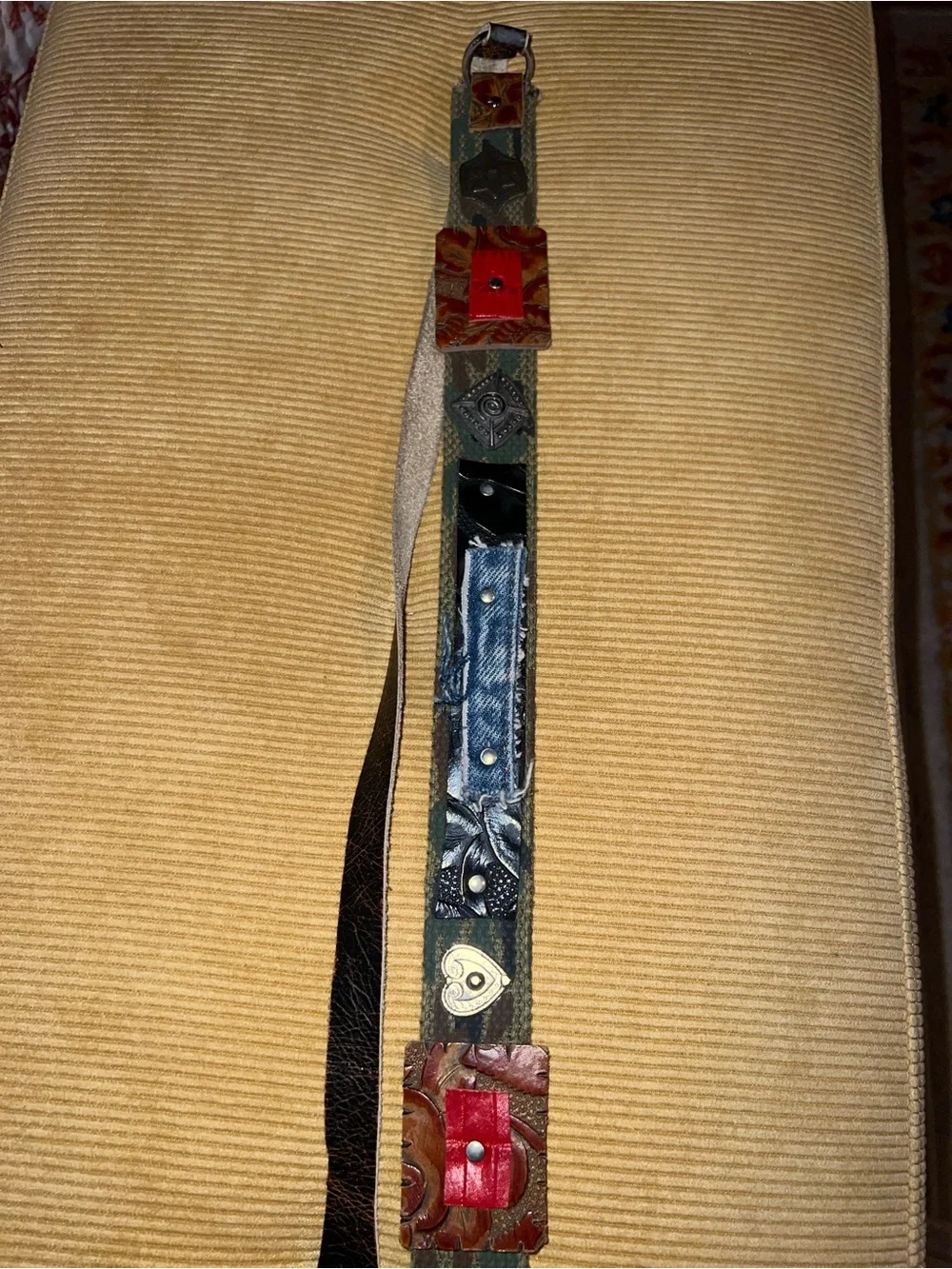 Leather accent belt